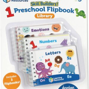 Learning Resources Skill Builders! Preschool Flipbook,3 Pieces, Ages 3+, Library Preschool, Learning Activities, letters, numbers, counting, toddler activity book