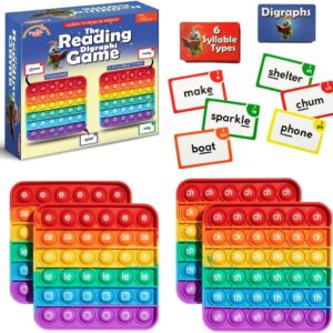 THE FIDGET GAME Science of Reading Flash Cards & Popping Mats – Master Digraphs & Syllables – Engaging Educational Kit for Dyslexia & Young Readers, Grades 1-3