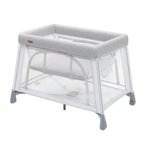 Travel Crib Portable Baby Playard with One-Step Setup, Lightweight Pack and Play with 2-Stage Mattress, Compact Foldable Baby Travel Bed for Newborns and Toddlers
