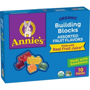 Annie’s Organic Building Blocks Fruit Flavored Snacks, Assorted Fruit Flavors, Gluten Free, 10 Pouches, 7 oz