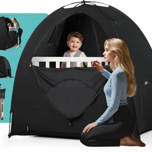 Blackout Tent for Pack and Play – Sleep Pod with Light-Blocking – Portable Pack N Play Blackout Cover for Travel Crib/Mini Crib/Palyards