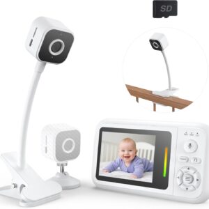 NUOTUN Baby Monitor with Camera and Audio, Baby Monitor No WiFi with Clip for Crib & Stand, Portable 2.8’’ HD 1080P Video Monitor, 940mn Night Vision, VOX, 2-Way Audio, Temp Sense, Newborn Essential