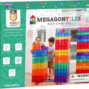MEGAGONTILES 110PCS Premium Magnetic Tiles Set | STEM-Authenticated Magnetic Building Blocks | Educational Construction Toy for Kids Ages 3–8 (Boys & Girls)