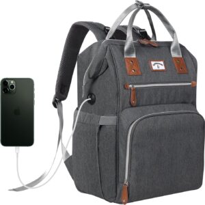 Diaper Bag Backpack:Baby Bag Large Tote Diaper bag for Boys and Girls, Men’s Diaper Backpack, Women’s Shoulder Mommy Bag, 2 Kids Nappy bag for mom and dad Gray