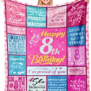 8 Year Old Girl Birthday Gift – Gifts for 8-Year-Old Girls – 8th Birthday Decorations for Girls – 8 Years Old Birthday Gifts for Girl – 8th Blanket 50″X60″