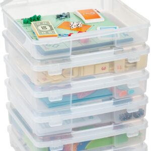 IRIS USA Board Game Storage Containers, 6-Pack |Made in USA| Organizers with Built-In Handle & Snap-Tight Lid for Puzzles, Scrapbook, and Fits 8.5″ x 11″ or A4 Papers, Thick – Clear