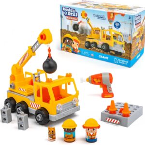 Educational Insights Design & Drill Bolt Buddies Crane – Building Construction Toys for Toddlers 3-5, Take Apart Toy Crane, Kids Tool Set with Electric Toy Drill, Toddler STEM Toys