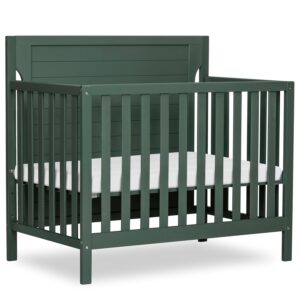 Dream On Me Bellport 4-in-1 Convertible Mini Baby Crib, Compact Design in Safari Green, GreenGuard Gold & BSA, Non-Toxic, Pinewood, Converts to Mini Daybed & Twin Bed, 1″ Mattress Pad
