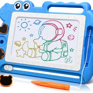 AiTuiTui Magnetic Drawing Board for Toddlers, Dinosaur Doodle Board Toddler Toys, Educational Learning Kids Toys Gifts for 2 3 4 Year Old Boys Girls, Color Sketch Writing Pad Travel Games (Blue)