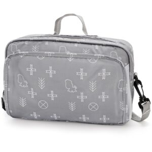 Hacaroa Small Diaper Bag with Wipes Pocket, Mini Cute Stroller Caddy Crossbody Nappy Bags with Adjustable Strap, Tote Diaper Bag for Baby Boy, Girl, Outdoor, Short Trip, Gray