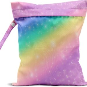 Colorful Rainbow Leopard Wet Bag Waterproof Washable Reusable Wet Dry Bag for Swimsuit Clothes Cloth Diaper Travel Pool Yoga Gym Toiletries Summer Gift for Baby Women Friend