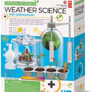 4M: Green Science – Weather Science – DIY Mini Observatory Kit, Static Electricity, Lightning-Cloud Formation, Build A Water Cycle Model, STEAM Kid 5+