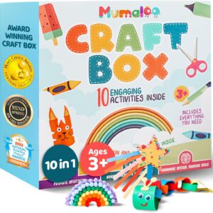 Mumaloo Craft Box for Kids – 10 Creative Arts and Crafts for Kids Ages 4-8, Fun, No Mess Educational Preschool & Homeschool Art Projects, Toddler Crafts Kit Supplies, 3 4 5 6 7 8 Year Old Girls & Boys