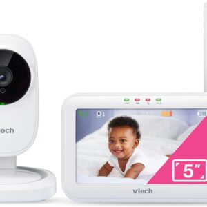 VTech VM5251 5” Digital Video Baby Monitor with Full-Color and Automatic Night Vision, White 5 inch