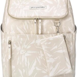 Petunia Pickle Bottom Tempo Backpack, Diaper Bag Designed for Busy Families, Attaches to Stroller or Suitcase, Spacious Main Compartment (Linen Blossoms)